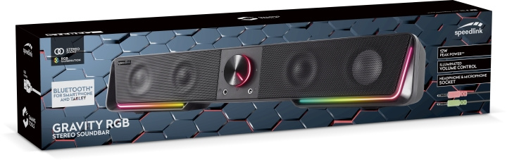 Speedlink GRAVITY RGB stereolydplanke, svart i gruppen Elektronikk / Lyd & Bilde / Hjemmekino, HiFi og bærbar / Soundbars hos TP E-commerce Nordic AB (C85513)