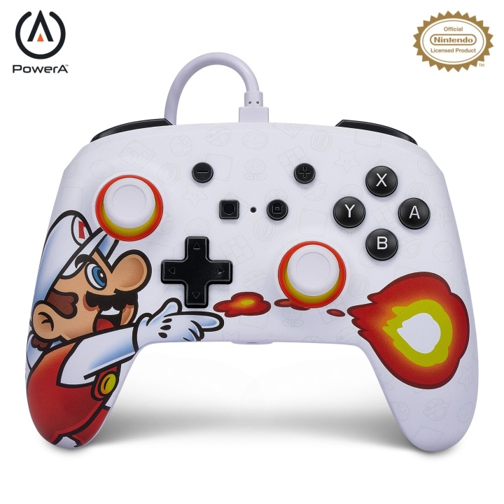 PowerA Enhanced Wired Controller for Nintendo Switch - Fireball Mario i gruppen Elektronikk / TV-spill & tilbehør / Nintendo Switch / Tilbehør hos TP E-commerce Nordic AB (C85692)