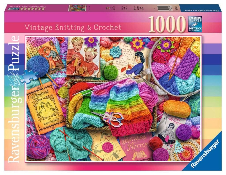 Ravensburger Puzzle Vintage Knitting & Crochet 1000p i gruppen LEKER, BARN OG BABY / Leker / Barnas puslespill hos TP E-commerce Nordic AB (C86115)