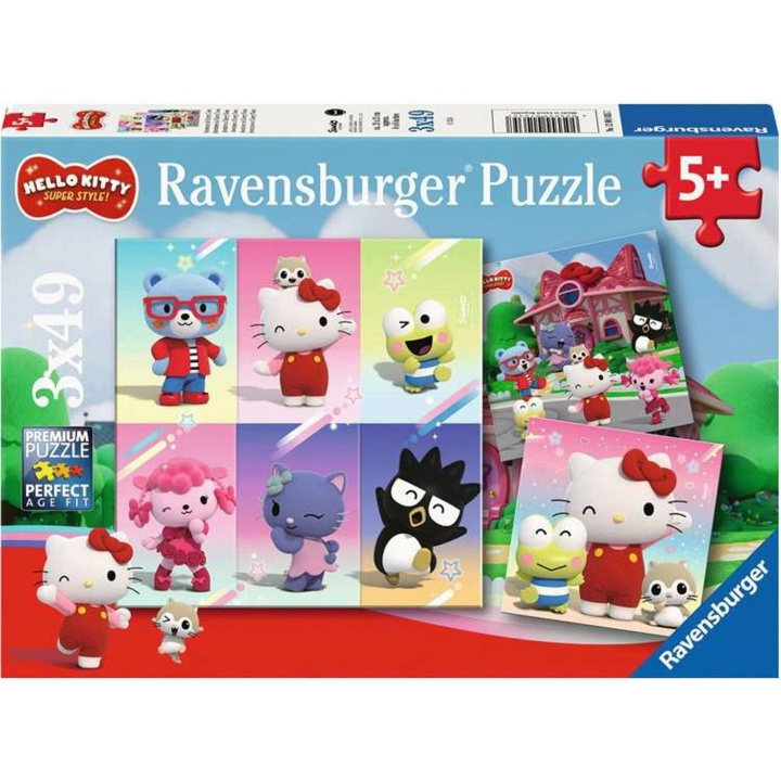 Ravensburger Puslespill Hello Kitty Super Style 3x49p i gruppen LEKER, BARN OG BABY / Leker / Barnas puslespill hos TP E-commerce Nordic AB (C86146)