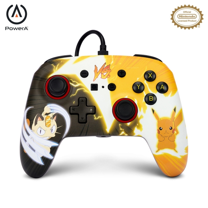 PowerA Enhanced Wired Controller - Nintendo Switch - Pikachu vs. Meowth i gruppen Elektronikk / TV-spill & tilbehør / Nintendo Switch hos TP E-commerce Nordic AB (C86202)