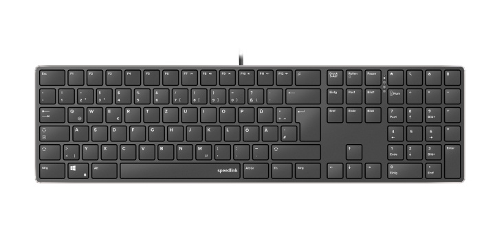 Speedlink RIVA Slim saksetastatur i metall, svart - DE Layout i gruppen Datautstyr / Mus & Tastatur / Tastatur hos TP E-commerce Nordic AB (C86247)