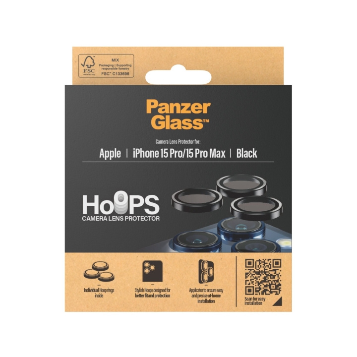 PanzerGlass Hoops kameralinsebeskytter iPhone 15 Pro - 15 Pro Max - Svart metall i gruppen SMARTTELEFON & NETTBRETT / Mobilbeskyttelse / Apple / iPhone 15 hos TP E-commerce Nordic AB (C86753)