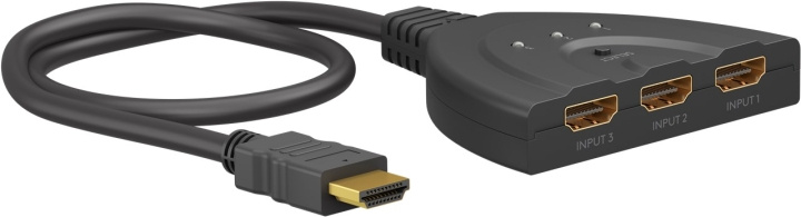 Goobay Manuell HDMI™-omkopplare 3 till 1 (4K @ 30 Hz) för att växla mellan 3x HDMI™-enheter som är anslutna till 1x HDMI™-skärm i gruppen Datautstyr / Kabler og adaptere / HDMI/VGA/DVI-switcher hos TP E-commerce Nordic AB (C86862)