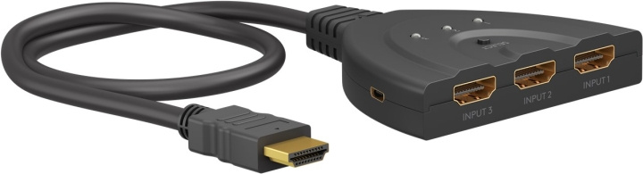 Goobay Manuell HDMI™-omkopplare 3 till 1 (4K @ 60 Hz) för att växla mellan 3x HDMI™-enheter som är anslutna till 1x HDMI™-skärm i gruppen Datautstyr / Kabler og adaptere / HDMI/VGA/DVI-switcher hos TP E-commerce Nordic AB (C86863)