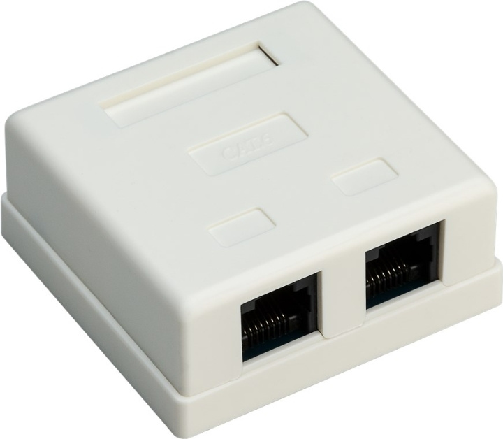 Goobay 2-port RJ45-kopplingsdosa, CAT 6, UTP, vit okapslad i gruppen HJEM, HUS OG HAGE / El og belysning / Strømadaptere hos TP E-commerce Nordic AB (C86921)