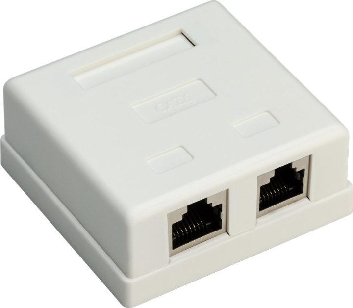 Goobay 2-port RJ45-kopplingsdosa, CAT 6, STP, vit skärmad i gruppen HJEM, HUS OG HAGE / El og belysning / Strømadaptere hos TP E-commerce Nordic AB (C86923)