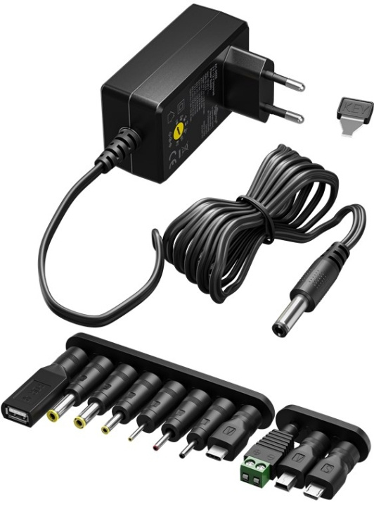 Goobay Universalnätdel 3 V - 12 V, max. 3,6 W inkl. 11 adaptrar: 7 DC-adaptrar plus USB-C™, USB-A, USB Mini-B, Micro-USB och terminalblock i gruppen HJEM, HUS OG HAGE / El og belysning / Strømadaptere hos TP E-commerce Nordic AB (C86928)