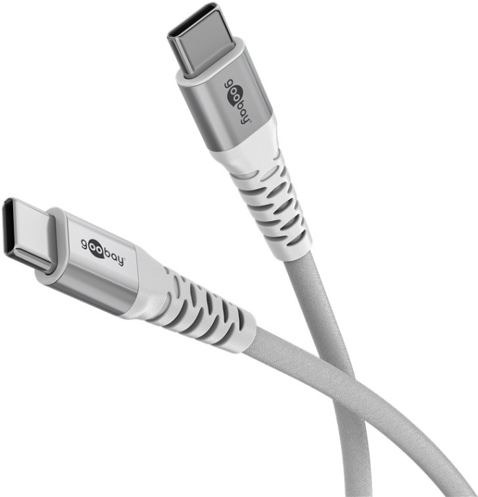 Goobay USB-C™ supersoft textilkabel med metallkontakter, 0,5 m, vit elegant och extra robust anslutningskabel för enheter med USB-C™-port i gruppen SMARTTELEFON & NETTBRETT / Ladere og Kabler / Kabler / Kabler type C hos TP E-commerce Nordic AB (C86934)