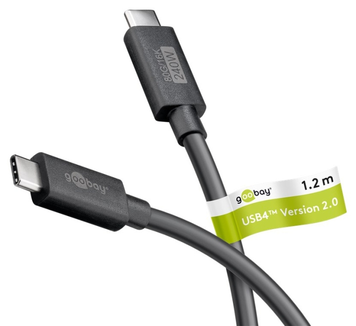 Goobay USB-C™-kabel, USB4™ version 2.0, 240 W, 80 Gbit/s, Power Delivery, 1,2 m USB-C™-kontakt > USB-C™-kontakt i gruppen Datautstyr / Kabler og adaptere / USB / USB-C hos TP E-commerce Nordic AB (C86967)