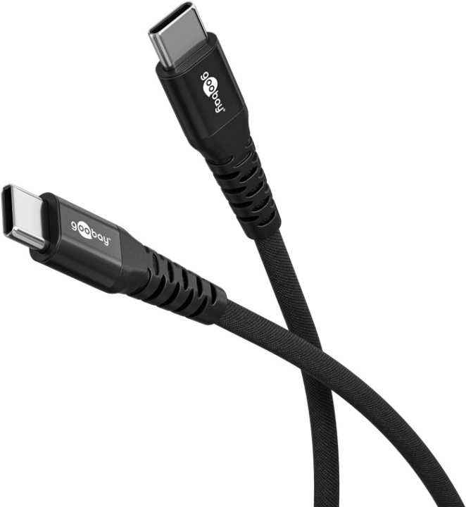 Goobay USB-C™ supersoft textilkabel med metallkontakter, 0,5 m, svart elegant och extra robust anslutningskabel för enheter med USB-C™-port i gruppen Datautstyr / Kabler og adaptere / USB / USB-C hos TP E-commerce Nordic AB (C87023)