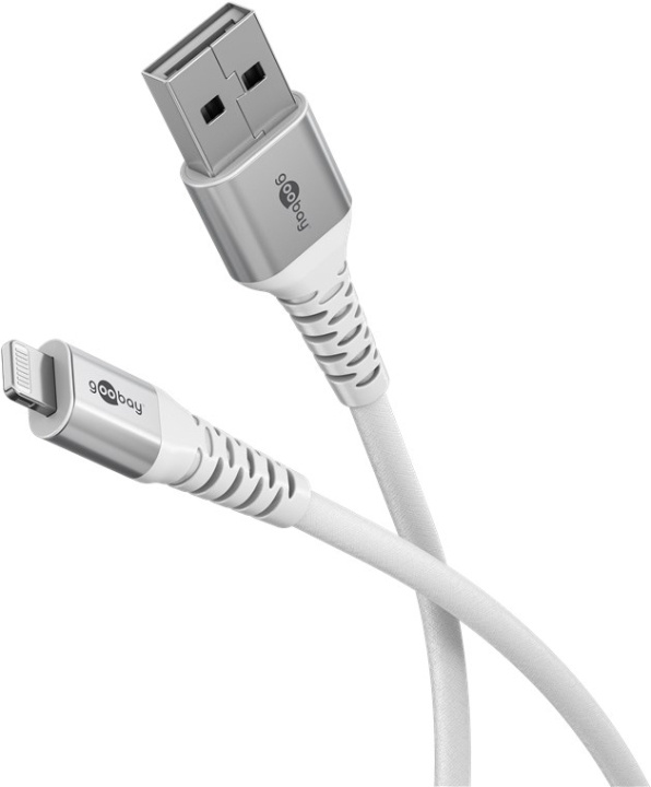 Goobay Lightning-USB-A supersoft textilkabel med metallkontakter, 0,5 m, vit MFi-certifierad, elegant och extra robust laddnings- och synkroniseringskabel för Apple iPhone/iPad (vit) i gruppen SMARTTELEFON & NETTBRETT / Ladere og Kabler / Kabler / Kabler Lightning hos TP E-commerce Nordic AB (C87031)