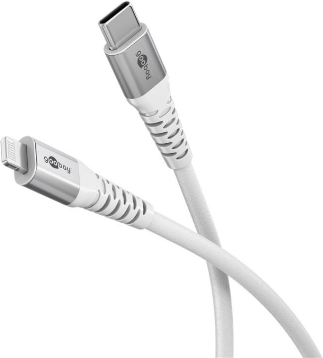 Goobay Lightning-USB-C™ supersoft textilkabel med metallkontakter, 0,5 m, vit MFi-certifierad, elegant och extra robust laddnings- och synkroniseringskabel för Apple iPhone/iPad (vit) i gruppen SMARTTELEFON & NETTBRETT / Ladere og Kabler / Kabler / Kabler Lightning hos TP E-commerce Nordic AB (C87039)