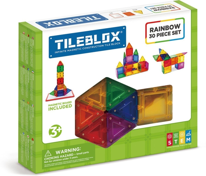 Tileblox Rainbow - 30 stk m/magnetisk tavle (3202) i gruppen LEKER, BARN OG BABY / Leker / Byggeleker / Byggeklosser hos TP E-commerce Nordic AB (C87069)