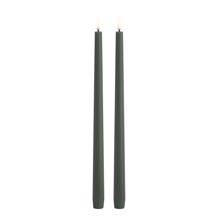 Uyuni LED Slim Taper Candle 2-pk - Olivengrønn, glatt - 2,3x32 cm (UL-TA-OG02332-2) i gruppen HJEM, HUS OG HAGE / Smarthus / Smart belysning hos TP E-commerce Nordic AB (C87226)