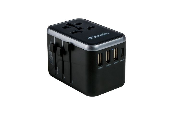 Verbatim Universal reiseadapter UTA-04 PD61W/QC / 3xUSB / 2xType-C i gruppen HJEM, HUS OG HAGE / El og belysning / Reiseadaptere hos TP E-commerce Nordic AB (C87325)