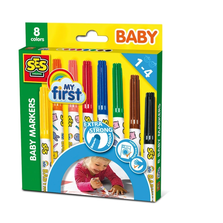 SES Creative Babymarkører, 8 farger - (S00299) i gruppen LEKER, BARN OG BABY / Leker / Tegne & regne hos TP E-commerce Nordic AB (C87538)