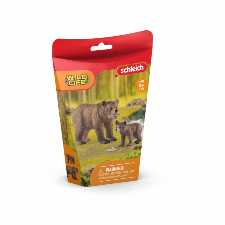 Schleich Wild Life - Grizzlybjørnmor med unge (42473) i gruppen LEKER, BARN OG BABY / Leker / Figurer, miniatyrer og tilbehør hos TP E-commerce Nordic AB (C87959)