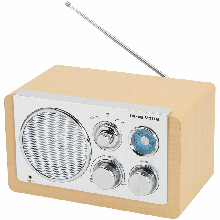 Denver AM/FM analog radio Ljust trä i gruppen Elektronikk / Lyd & Bilde / Hjemmekino, HiFi og bærbar / Radio & Vekkerklokker / Radio hos TP E-commerce Nordic AB (C88269)