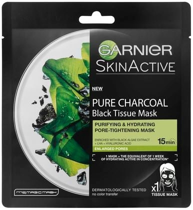 Garnier Face Pure Charcoal Black Tissue Mask Black Algae - Pakke i gruppen HELSE OG SKJØNNHET / Hudpleie / Ansikt / Masker hos TP E-commerce Nordic AB (C89086)