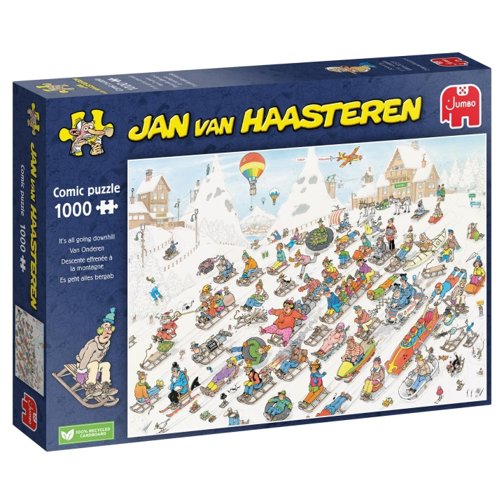 Jan van Haasteren Its All Going Downhill (1000 brikker) (JUM00025) i gruppen SPORT, FRITID & HOBBY / Hobby / Puslespill hos TP E-commerce Nordic AB (C89429)