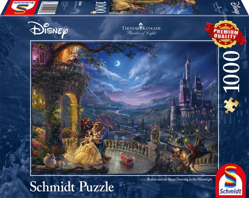 Schmidt Thomas Kinkade: Disney - Skjønnheten og udyret danser i måneskinnet (1000 brikker) (SCH4848) i gruppen SPORT, FRITID & HOBBY / Hobby / Puslespill hos TP E-commerce Nordic AB (C89447)