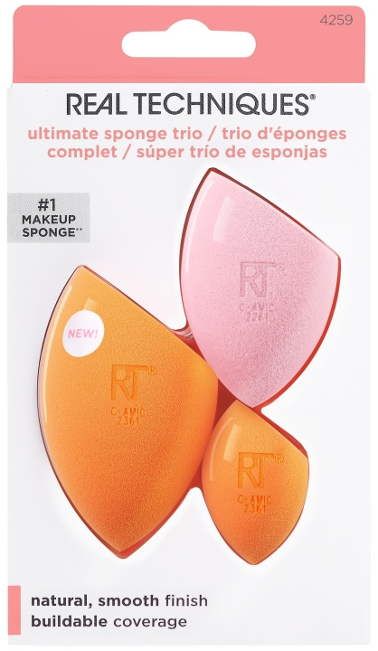 Real Techniques Ultimate Sponge Trio Orange/Rosa i gruppen HELSE OG SKJØNNHET / Hudpleie / Ansikt / Rengjøring hos TP E-commerce Nordic AB (C89627)