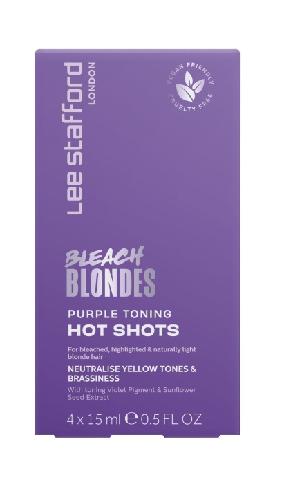 Lee Stafford Bleach Blondes Purple Toning Hot Shots 4 x 15 ml i gruppen HELSE OG SKJØNNHET / Hår & styling / Hårpleie / Hårfarge / Hårfarge & Fargebombe hos TP E-commerce Nordic AB (C89785)