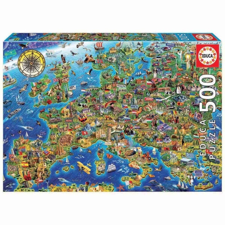 Educa 500 brikker - Crazy European Map Puzzle (80-17962) i gruppen LEKER, BARN OG BABY / Leker / Barnas puslespill hos TP E-commerce Nordic AB (C89904)