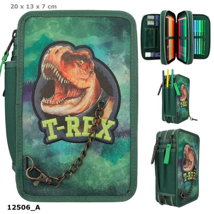 Dino World Trippel pennalhus - T-REX - Grønn -( 0412506 ) i gruppen LEKER, BARN OG BABY / Leker / Tegne & regne hos TP E-commerce Nordic AB (C90270)