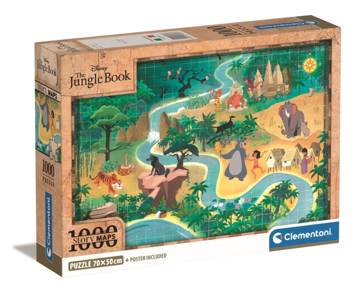 Clementoni Story Maps Puslespill - Disney Jungelboken (1000 brikker) (39813) i gruppen LEKER, BARN OG BABY / Leker / Barnas puslespill hos TP E-commerce Nordic AB (C90467)