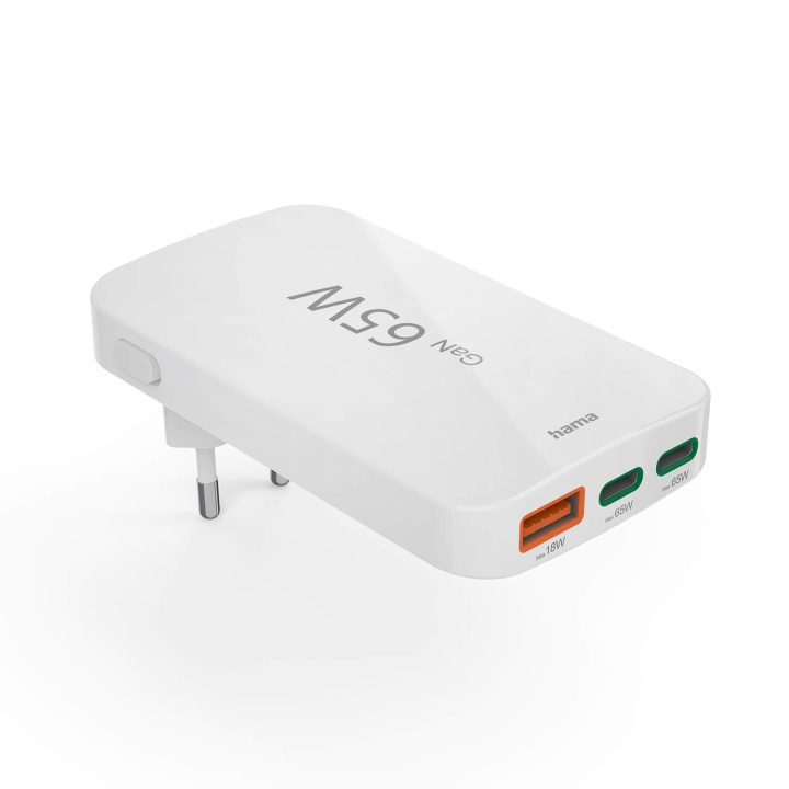 Hama Lader 2x USB-C 1x USB-A Flat PD 65W Hvit i gruppen SMARTTELEFON & NETTBRETT / Ladere og Kabler / Vegglader / Vegglader USB hos TP E-commerce Nordic AB (C90700)