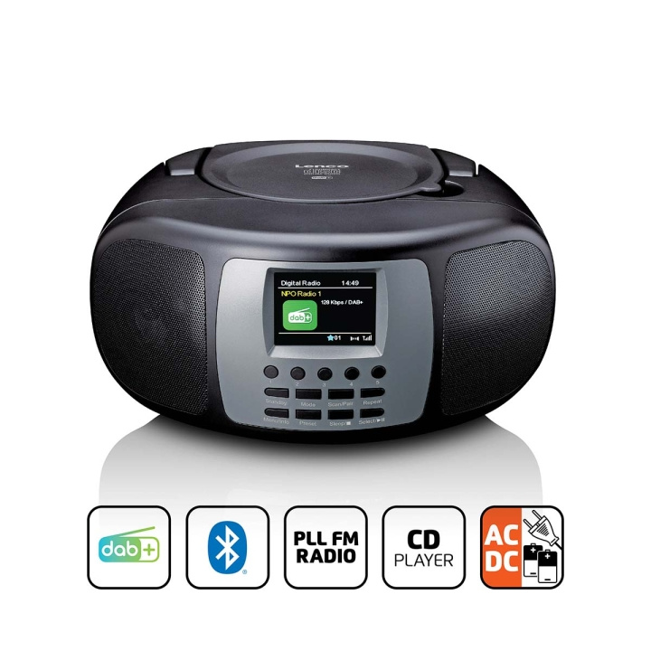 Lenco Bærbar DAB+/FM-radio med Bluetooth® CD-spiller og stor LCD-fargeskjerm Svart i gruppen Elektronikk / Lyd & Bilde / Hjemmekino, HiFi og bærbar / Radio & Vekkerklokker / Radio hos TP E-commerce Nordic AB (C90745)