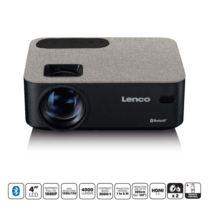 Lenco HD 720P LCD-projektor med Bluetooth grå i gruppen Elektronikk / Lyd & Bilde / Hjemmekino, HiFi og bærbar / Projektorer og tilbehør hos TP E-commerce Nordic AB (C90756)