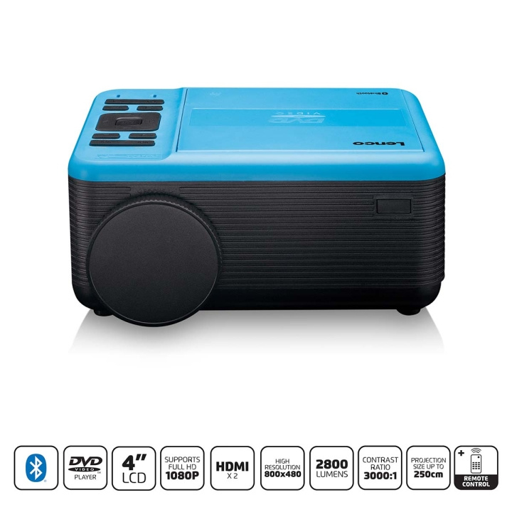 Lenco LCD-projektor med DVD-spiller og Bluetooth® Blue i gruppen Elektronikk / Lyd & Bilde / Hjemmekino, HiFi og bærbar / Projektorer og tilbehør hos TP E-commerce Nordic AB (C90757)