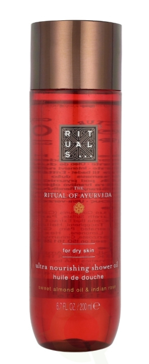 Rituals Ayurveda Ultra Nourishing Shower Oil 200 ml Sweet Almond Oil & Indian Rose i gruppen HELSE OG SKJØNNHET / Hudpleie / Kroppspleie / Bad- og dusjkrem hos TP E-commerce Nordic AB (C90853)