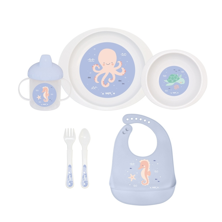 SARO Baby Fôringssett 6 deler Ocean Life (SAO5286) i gruppen LEKER, BARN OG BABY / Spise & drikke / Barneserviser hos TP E-commerce Nordic AB (C91513)