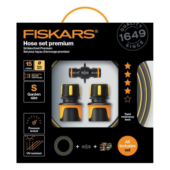 Fiskars Slangesett Premium 15m 9mm i gruppen HJEM, HUS OG HAGE / Hageprodukter / Hageredskap hos TP E-commerce Nordic AB (C91695)