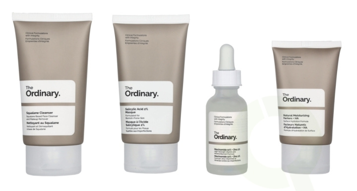 The Ordinary The Balance Set 160 ml Squalane Cleanser 50ml/Salicylic Acid 2% Masque 50ml/Niacinamide 10% + Zinc 1% 30ml/Natural Moisturizing Factors + HA 30ml i gruppen HELSE OG SKJØNNHET / Gavesett / Gavesett for ham hos TP E-commerce Nordic AB (C91936)