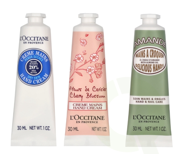 L\'Occitane Hand Cream Trio Set 90 ml 3x30ml - Shea/Cherry Blossom/Almond i gruppen HELSE OG SKJØNNHET / Manikyr/pedikyr / Håndkrem hos TP E-commerce Nordic AB (C91977)