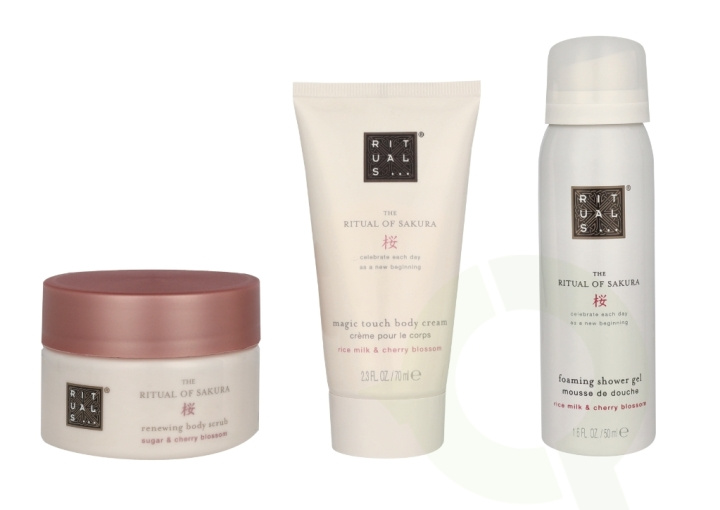 Rituals Trial Sakura Set 245 ml Body Scrub 125g/Foaming Shower Gel 50ml/Body Cream 70ml i gruppen HELSE OG SKJØNNHET / Gavesett / Gavesett for henne hos TP E-commerce Nordic AB (C91990)