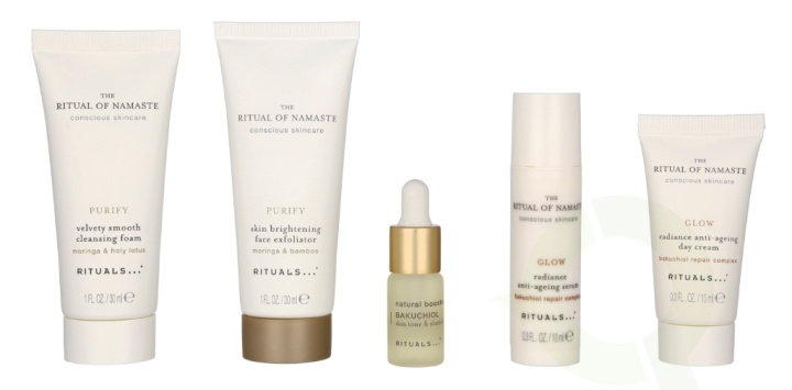 Rituals Namaste Set 84 ml Cleansing Foam 30ml/Exfoliator 30ml/Booster 4ml/Serum 10ml/Day Cream 10ml i gruppen HELSE OG SKJØNNHET / Gavesett / Gavesett for henne hos TP E-commerce Nordic AB (C92003)