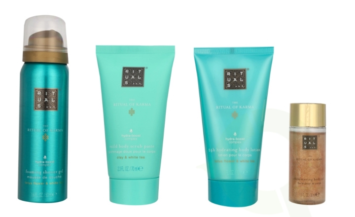 Rituals Karma Set 220 ml Shimmering Body OIl 30 ml/Foaming Shower Gel 50 ml/Mild Body Scrub Paste 70 ml/24h Hydrating Body Lotion 70 ml i gruppen HELSE OG SKJØNNHET / Gavesett / Gavesett for henne hos TP E-commerce Nordic AB (C92060)