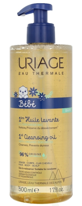 Uriage Bebe 1st Cleansing Oil 500 ml Cleansess, Prevents Dryness i gruppen HELSE OG SKJØNNHET / Hudpleie / Kroppspleie / Bad- og dusjkrem hos TP E-commerce Nordic AB (C92176)