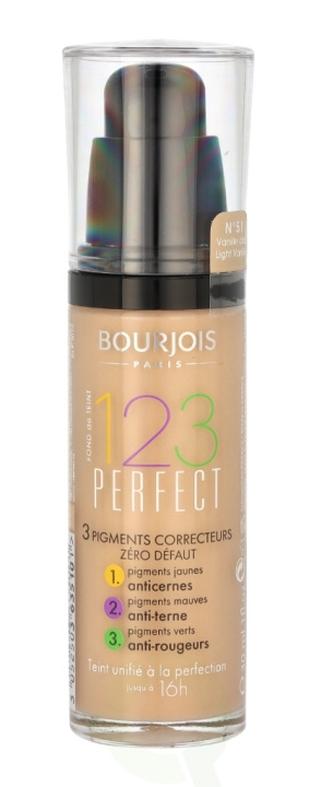 Bourjois 123 Perfect Flawless Complexion 16Hrs 30 ml #51 Light Vanilla i gruppen HELSE OG SKJØNNHET / Makeup / Makeup ansikt / Foundation hos TP E-commerce Nordic AB (C92290)