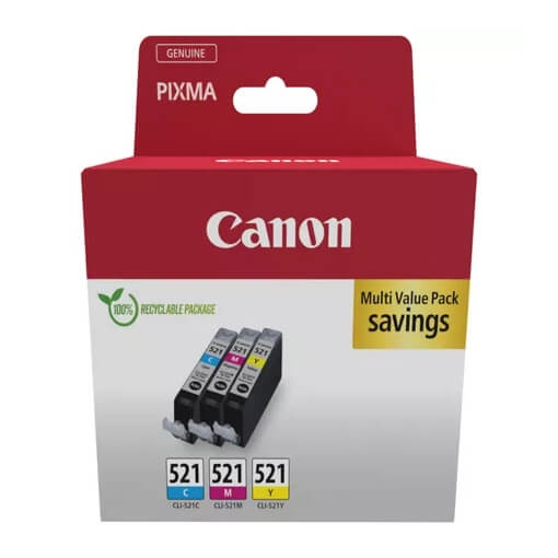 Canon Blekk 2934B015 CLI-521 Multipack C/M/Y i gruppen Datautstyr / Skrivere og tilbehør / Blekk og toner / Blekkpatroner / Canon hos TP E-commerce Nordic AB (C92312)