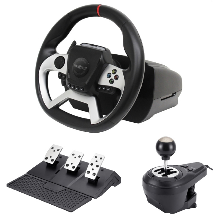 Maxx Tech Pro FF Racing Wheel Kit (ratt, 3-pedals sett og girspak) - PS4/PC/ XBOX i gruppen Datautstyr / GAMING / Gaming-tilbehør hos TP E-commerce Nordic AB (C93140)