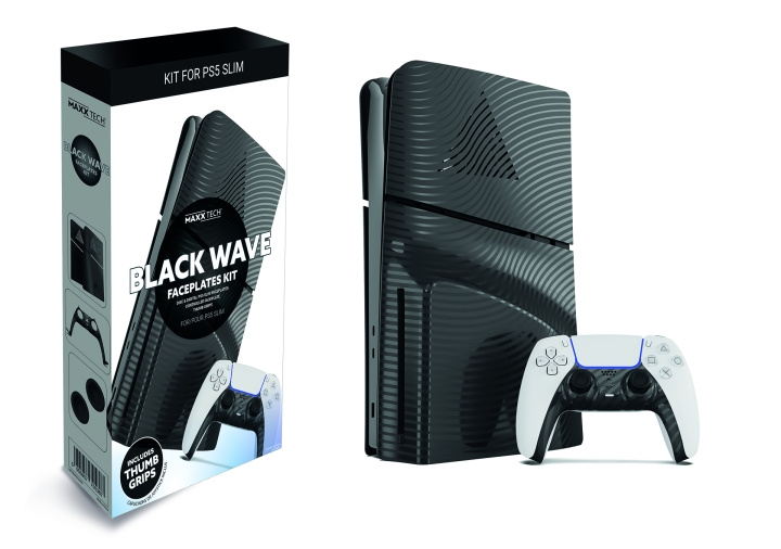 Maxx Tech PS5 Slim Faceplates + Controller Faceplates - Black Wave i gruppen Elektronikk / TV-spill & tilbehør / Sony PlayStation 5 hos TP E-commerce Nordic AB (C93178)