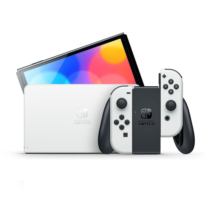 Nintendo Switch OLED-konsoll med Joy-Con svart og hvit i gruppen Elektronikk / TV-spill & tilbehør / Nintendo Switch / Spillkonsoller hos TP E-commerce Nordic AB (C93246)