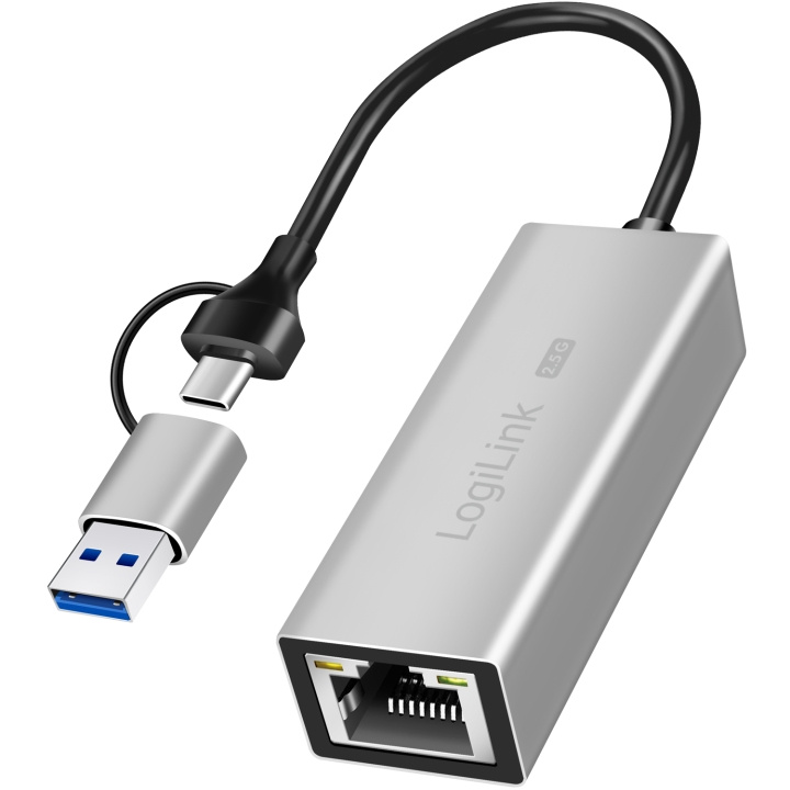 LogiLink USB-A/USB-C -> 2,5 Gigabit Nätverksadapter RJ45 i gruppen Datautstyr / Nettverk / Nettverkskort / USB hos TP E-commerce Nordic AB (C93483)